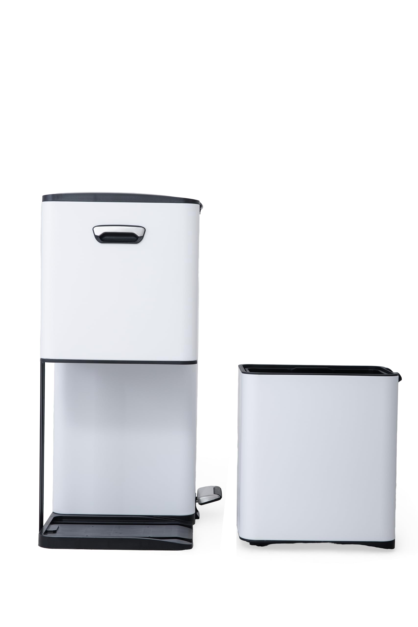 Bayt Poubelle Cuisine 60 Litres - Poubelle Tri Selectif Cuisine Pédale 60L | De Tri Déchets et Recyclage 3 Compartiments | Bac De Tri Inox Anti Odeur | Poubelles a Pedale 3 Bac Chambre - Blanc