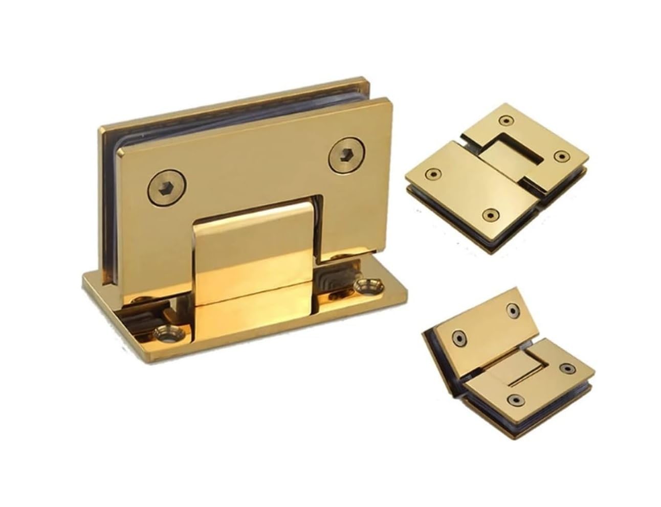 Brushed Gold Shower Door Glass Clip Clamp 304 Stainless Steel Heavy Duty Glass Door Hinge 1Piece(135 Degree)