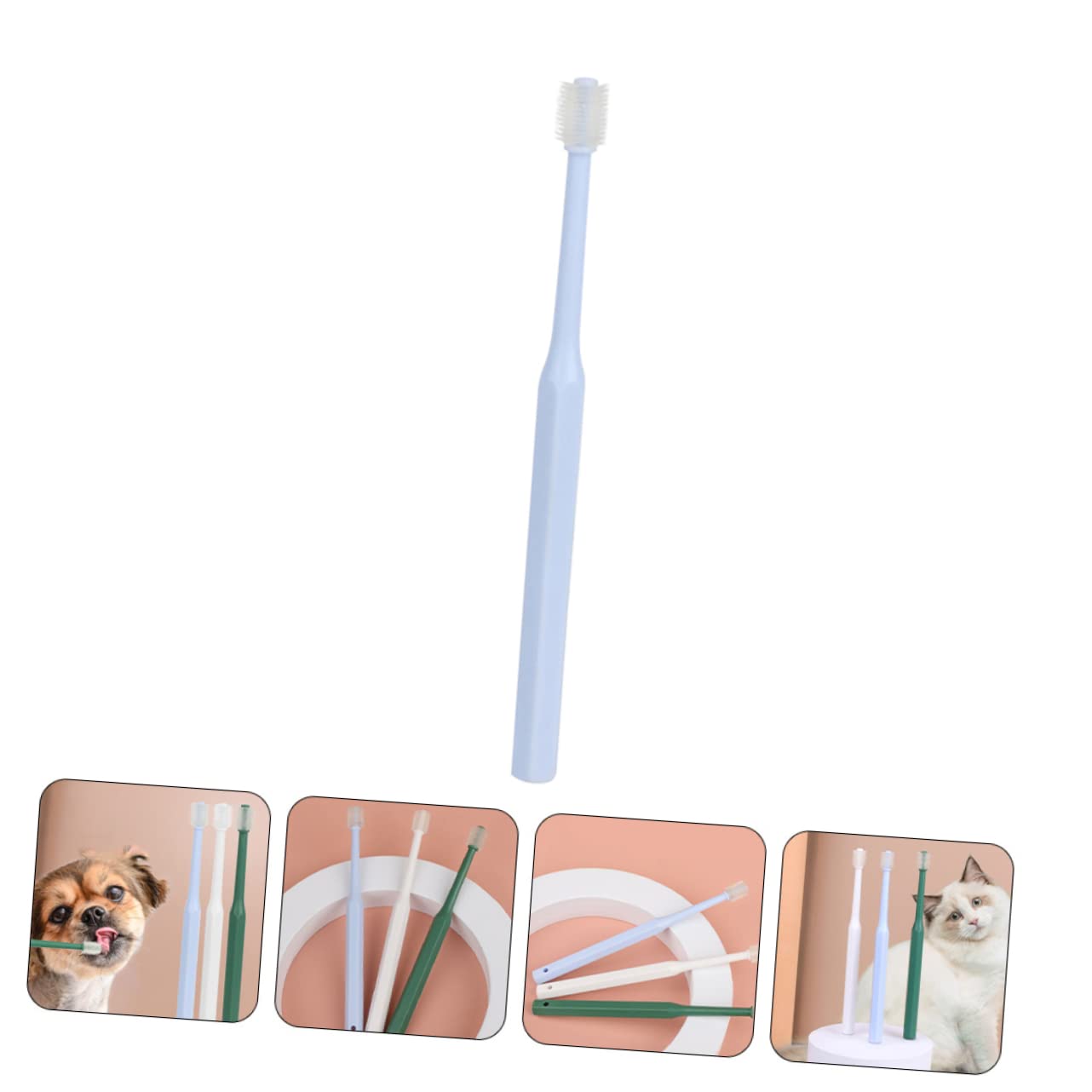 Yardwe Dog Cat Toothbrush 2 Pack 360 Degree Cleaning Gentle Bristles Non-Slip Grip Pet Oral Health