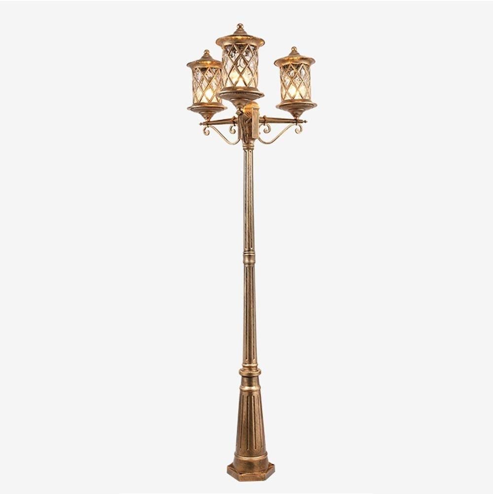 Lámpara de Poste Alta Estilo Europeo Vintage de 3 Cabezas E27, Farol Decorativo para Exteriores, lámpara de Columna de Metal antioxidante, Impermeable, farola de jardín t,