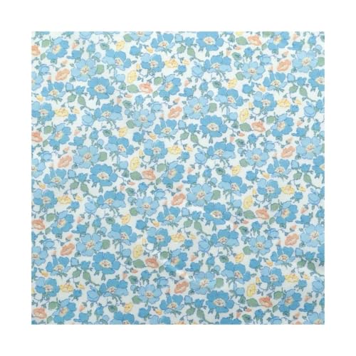 Tissu coton imprimé floral multicolore bleu de style vintage pour jupe et chemisier 5m