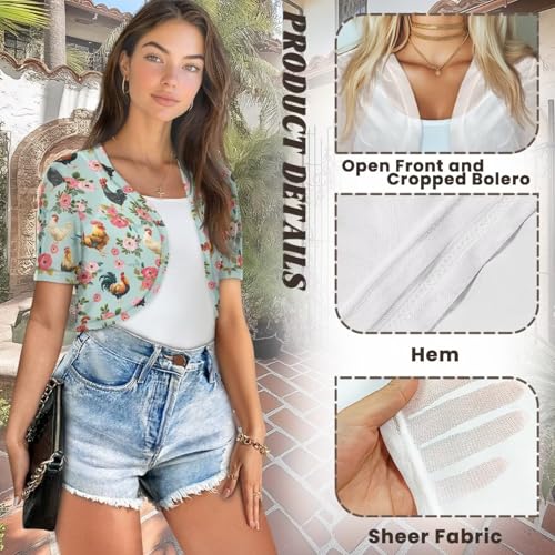 Image of Womens Short Sleeve Bolero Shrug Open Front Knit Cropped Cardigan Shoulder Cover for Dress Cute Casual Knit Cover Up