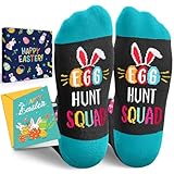 HAPPYPOP Easter Socks for Women - Bunny Rabbit Gifts for Men Teens Ladies with Greeting Card