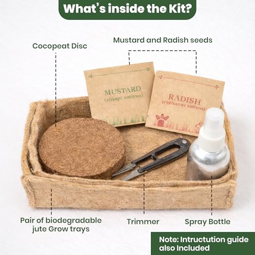Image of Microgreens Grow Set Seeds | Complete Gardening Package Jute Trays, Cocopeat, Spray Trimmer Tools | Fresh Harvest Living Spaces, Balcony, Terrace Countertop Cultivation