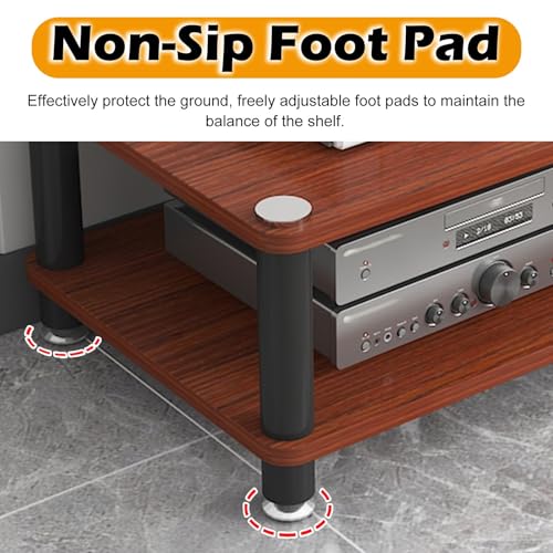 Supporto per dischi in vinile HiFi – Rack audio a 4 livelli, armadietto ad angolo per soggiorno, ufficio, casa da tè, archiviazione stereo con piedini antiscivolo, moderno organizer AV
