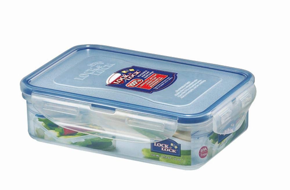 Lock & Lock airtight storage container Rectangular Food Container, 550ml, 181 x 128 x 52 mm Pack of 6, Clear โ image 1
