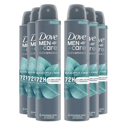 Dove Men+Care Anti-Perspirant Advanced 72 Hours Sweat and Odour Protection with Long Lasting Fragrance of Eucalyptus + Mint Deodorant Spray for Men 200ml Pack of 6