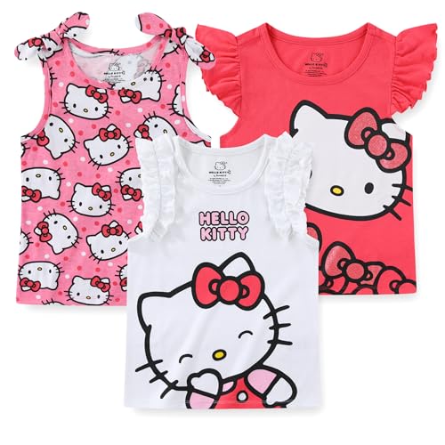 Hello Kitty Sanrio Girls 3 Pack Tank Top for Toddlers and Big Kids