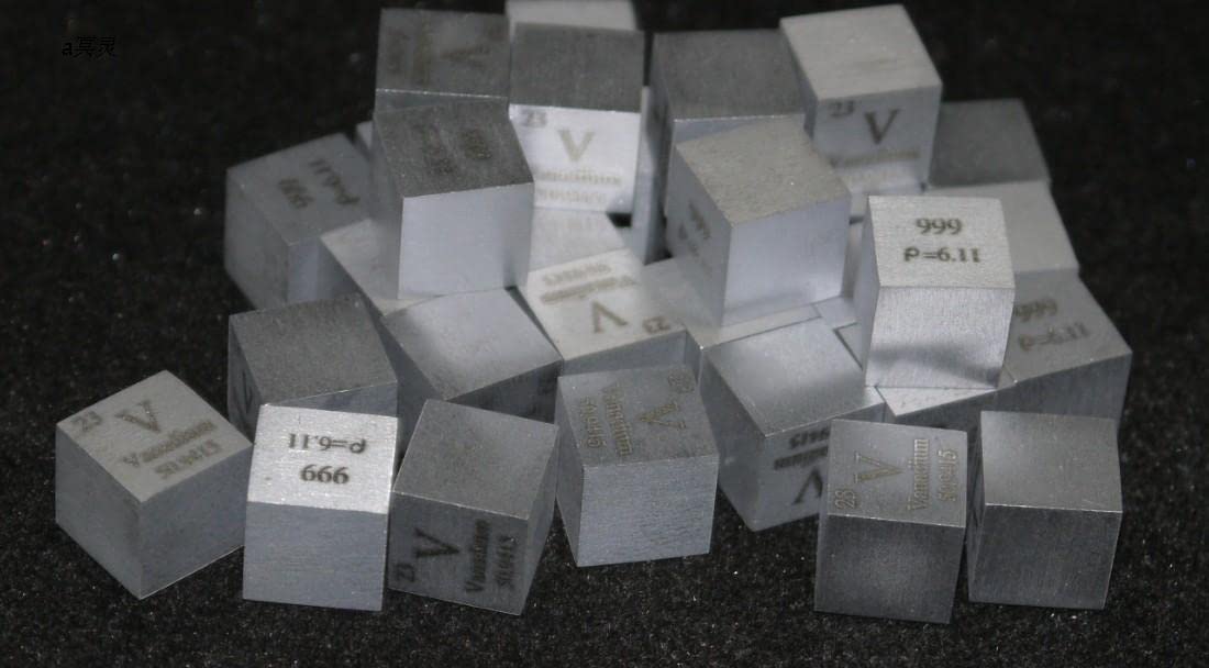 1 cubo de mesa periódica de metal vanadio puro 99,9% V elemento tallado de metal maravillosa colección de manualidades 10 x 10 x 10 mm