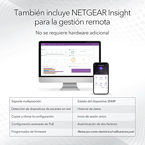 Switch PoE Gigabit NETGEAR de 10 puertos gestionado con 2 SFP y gestión Insight 5