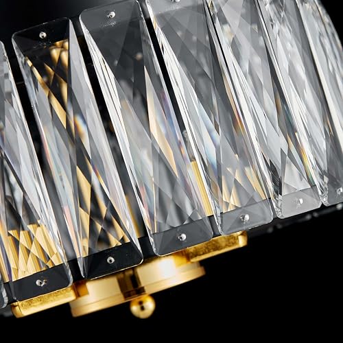 ElegLumi K9 Crystal Ceiling Light, 3-Light Modern Flush Mount Ceiling Light Fixture for Living Room, Dinning Room Hallway, D12 × H6 inch, Black & Gold Finish Frame & K9 Crystal by ElegLumi - Used condition - Image 8