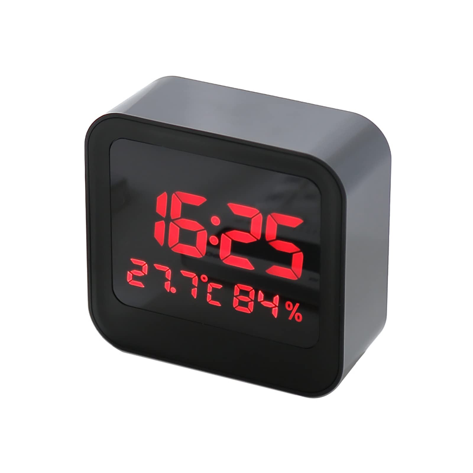 Despertador digital inteligente con pilas, reloj despertador inteligente ajustable con luz LED indicador de temperatura y humedad, reloj despertador minimalista para dormitorio (negro)