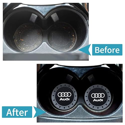 2 Stück Auto Getränkehalter Untersetzer aus Silikon für Audi A1 A3 RS3 A4 A5 A6 A7 RS7 A8 Q3 Q5 Q7 R8 S Series, Universale Cup Holder Matten,rutschfeste Auto Innenraum Accessoires