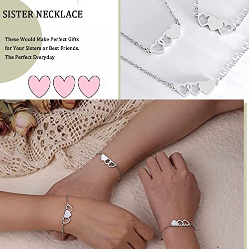 Sunflower Jewellery Friendship Necklace for 3 4 Stainless Steel Heart-Shaped Necklace/Bracelet Three Hearts Composed of Friendship Necklace/Bracelet, Gifts for Friends