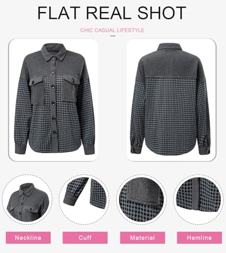 SHEWIN Shackets for Women 2025 Casual Long Sleeve Tops Button Down Plaid Fall Jackets4