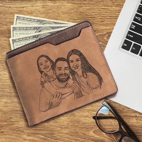 Easycosy Custom Photo Wallet for Men Personalized Engraved Picture & Name Gifts for Dad Fathers Day Men Boyfriend Fiance Husband Birthday Gifts4