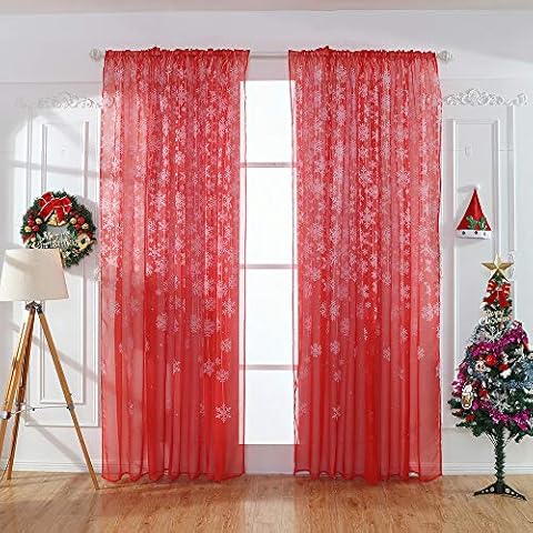 Christmas Snowflake Tulle Window Curtains Cover