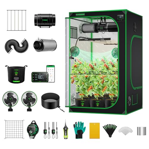 VIVOSUN GIY Smart Grow Tent System 5x5, WiFi-Integrated Grow Tent Kit, with Automate Ventilation and Circulation, Full-Spectrum LED Grow Light, and GrowHub E42A Controller