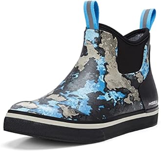 HISEA Men's Deck Boots Saltwater Fishing Booties Waterproof Ankle Rain Boots High Traction
