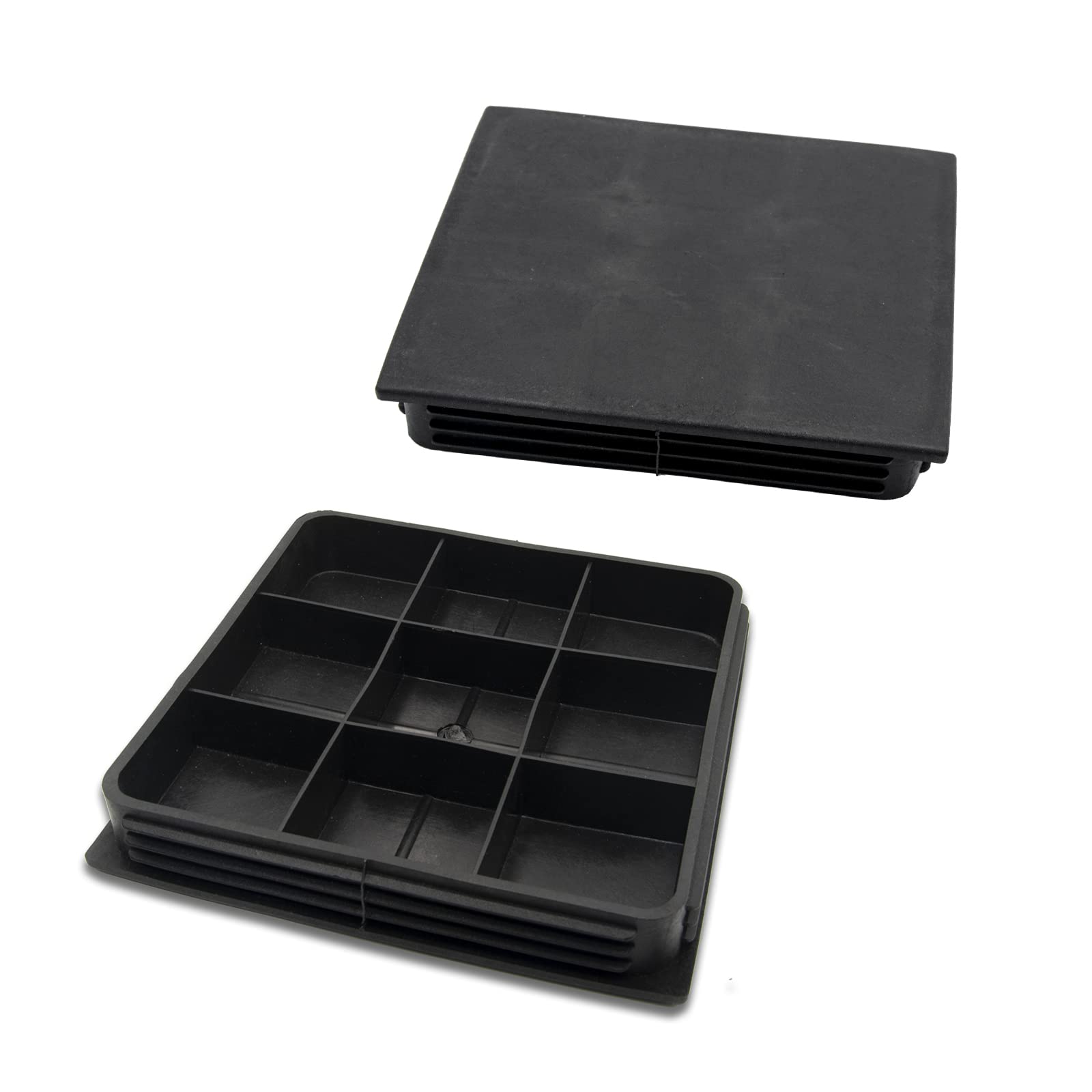 4 Tappi Antiscivolo Per Gambe Di Mobili - In Plastica Nera, 100x100 Mm, Per Tubi Quadrati