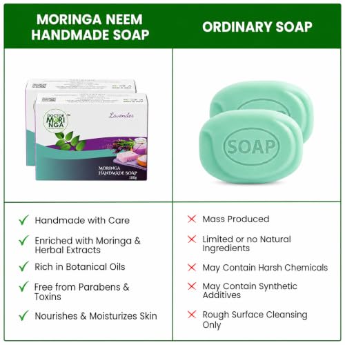 Image of Herbal Handmade Bathing Soap 100gm (1 Piece) | Lavendar Soap for Deep Cleansing | Removes Dirt & Impurities | No Mineral Oils | Suitable for All Skin Types