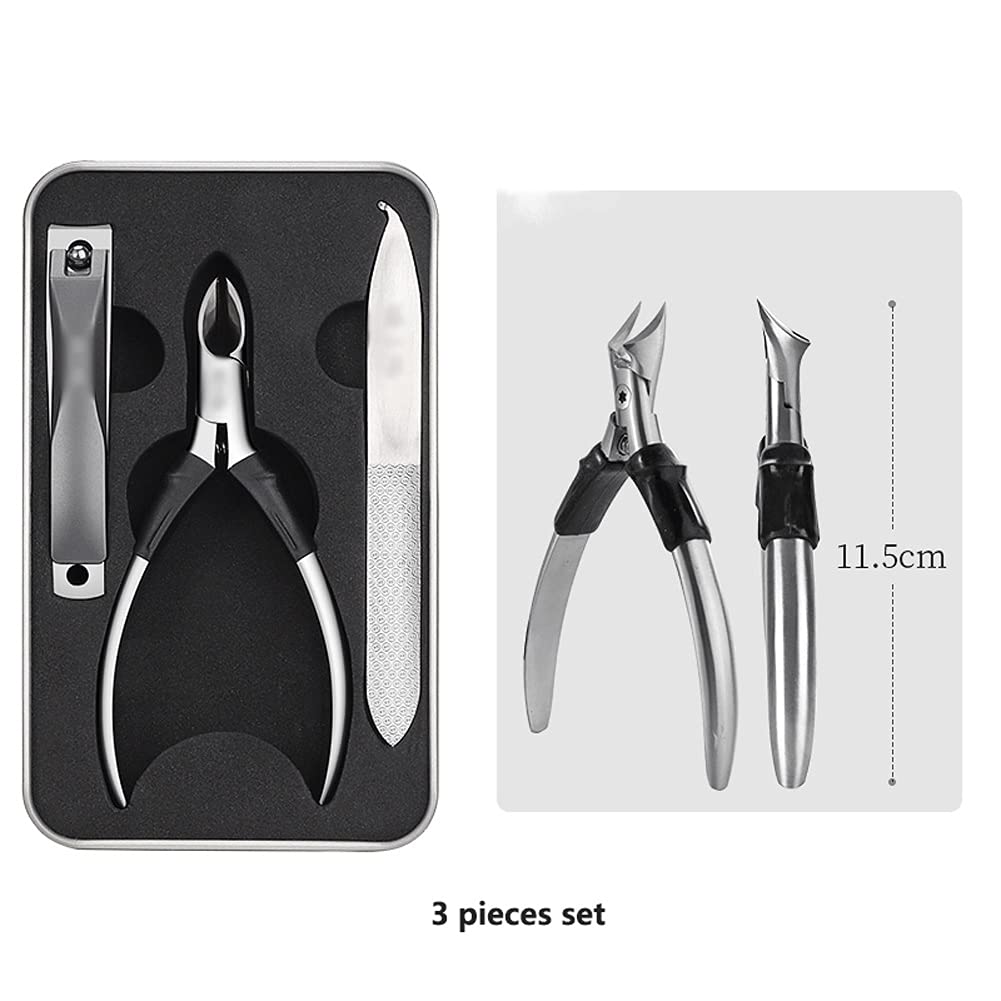 Zestaw obcinaczy do paznokci, zestaw do pielęgnacji manicure ze stali nierdzewnej, z etui podróżnym, 3 sztuki profesjonalnych nożyczek do paznokci do użytku domowego i podróżnego