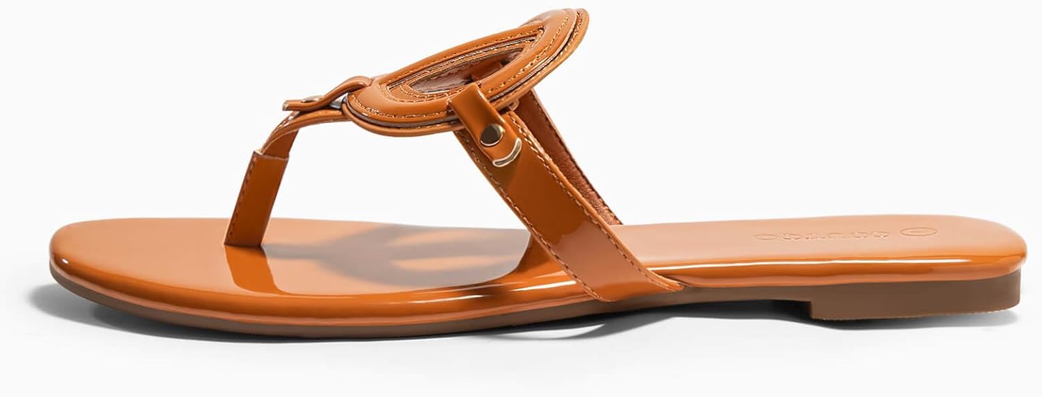 Coutgo Womens Flat Thong Sandals Square Open Toe Flip Flops Slip On Slides Dressy Summer Beach Shoes - Image 5