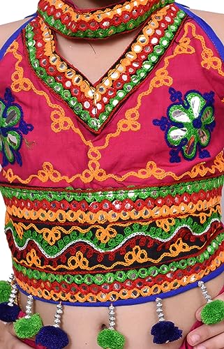 Image of AHHAAAA Girls Cotton Radha Dress Leghnga Choli Chania Choli with Dupatta Set 002