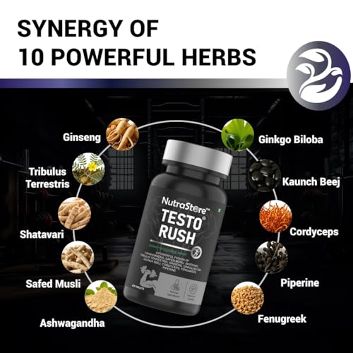 Image of NutraStore TestoRush & Multivitamin Advanced Combo | Testosterone Support with 10 Herbs | Multivitamin Supplement for Men & women with Ginseng, Ginkgo Biloba & Shatavari | Helps Maintain Vitality & Wellness | 90 Veg Tablets