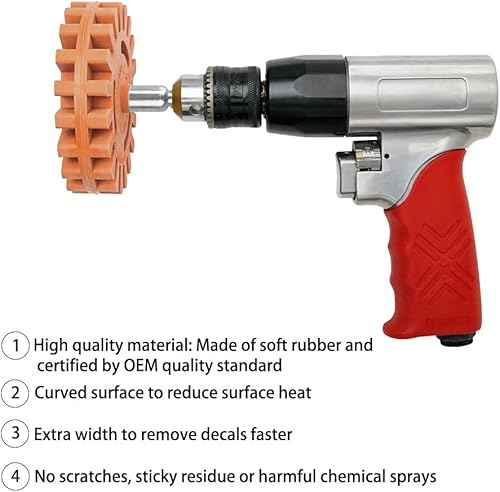 Miniatura 3 de Kit de herramientas de rueda de borrador de 6 piezas, herramienta de eliminación de adhesivo de 4 pulgadas, rueda de goma resistente con adaptador