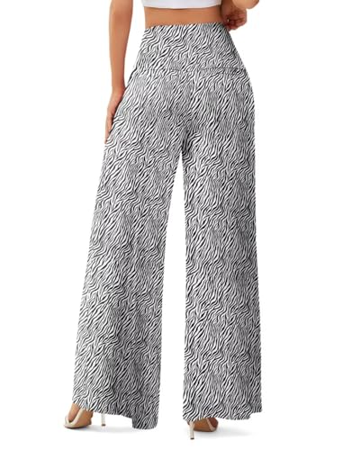 JZC Women's Palazzo Lounge Pants Stretchy Wide Leg Casual Pants Comfy High Waist Flowy Pants S-3XL