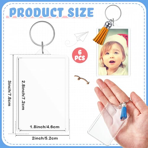 Image of Henoyso 120 Sets 2026 Teacher Gift 2x3 Inch Acrylic Photo Frame Keyring, Keychain Clear Acrylic with Split Ring and Tassel, Photo Insert Keychains for Personalised Custom, Artwork, Gifts