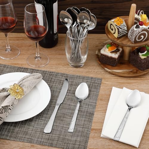 Lasnten 150 Pieces Dinner Spoons Set 7.24 Inches Silverware Spoons Bulk Stainless Steel Tablespoon Metal Classic Design Mirror for Home Restaurant Kitchen Mirror Polished Dishwasher Safe by Lasnten - Image 6