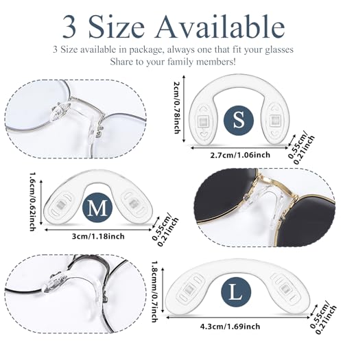 15 PCS U-Shaped Silicone Nose Pads for Eyeglasses Anti-Slip Repair Kit with Screwdriver