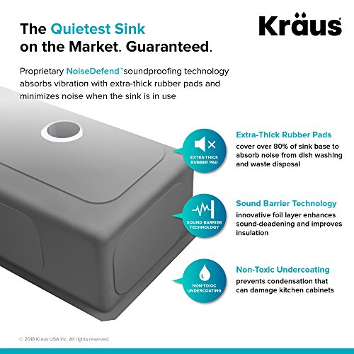 Kraus Kitchen Sinks Undermount - 33 Inch Stainless Steel Kitchen Sink, 60/40 Double Bowl, 16 Gauge, Model KHU103-33 by Kraus - Image 7