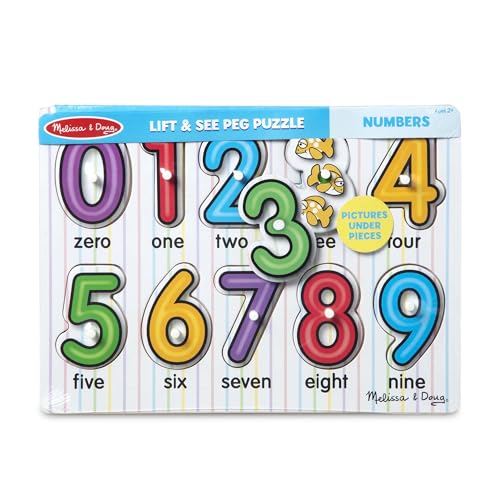 Melissa & Doug Lift & See Numbers Wooden Peg Puzzle - 10 Pieces - FSC Certified - image 3