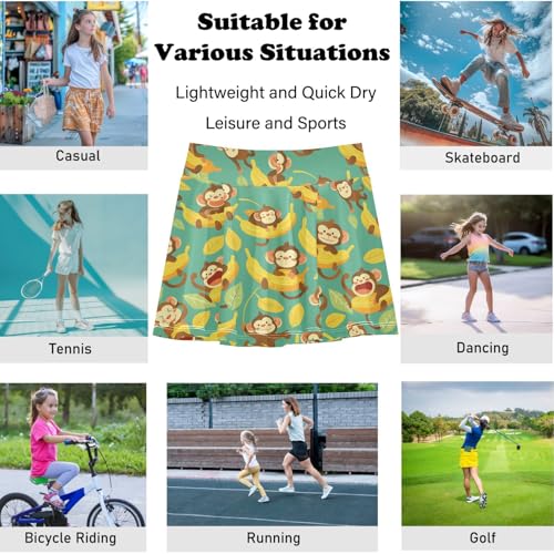 visesunny Girl's Golf Skirt Athletic Banana Boat Monkey Tennis Skort Sport Activewear with Double Layer Pockets4