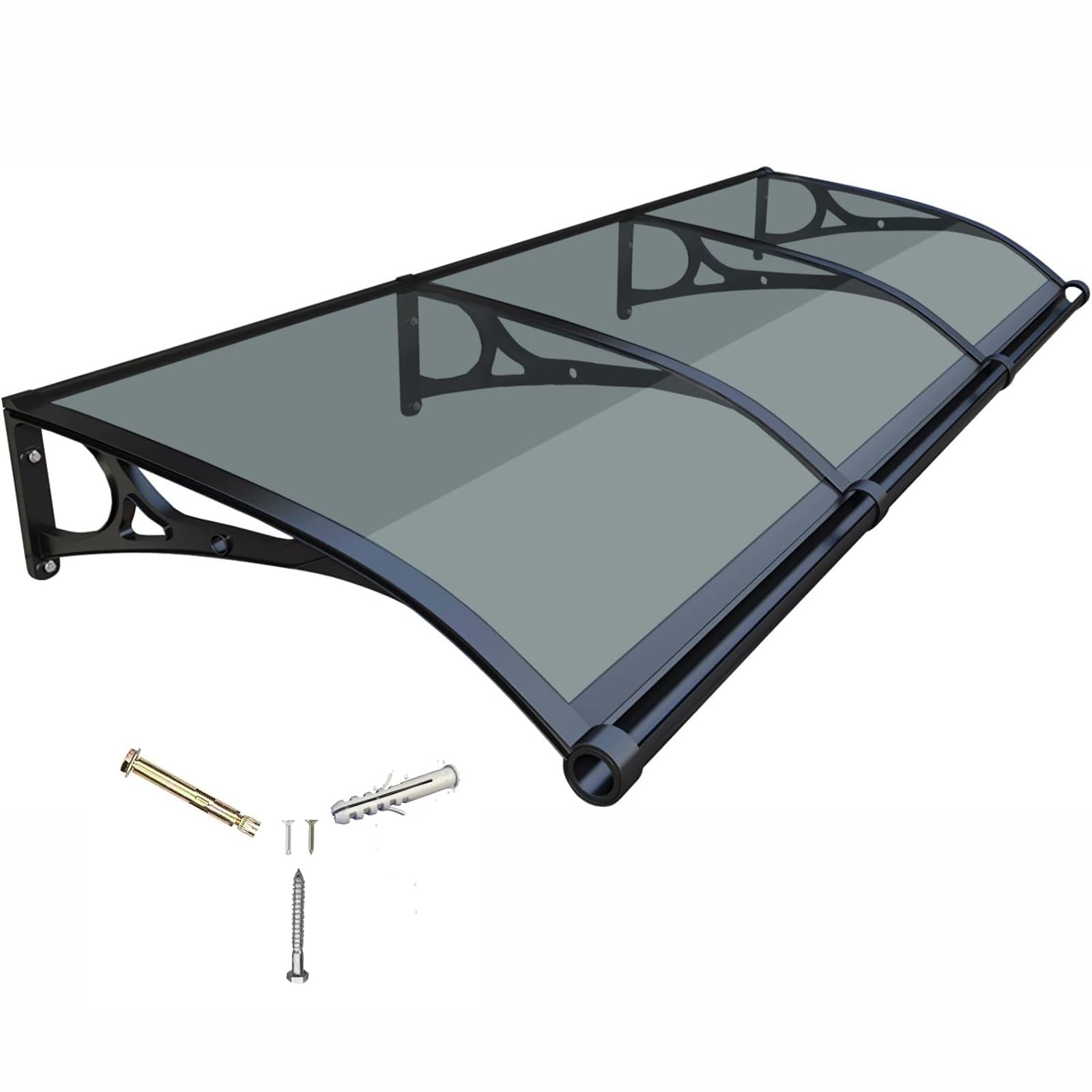 GDMDPTE Black Door Window Awning Canopy - UV & Rain Protection for Entrance, Porch, Patio, Deck - Outdoor Shelter with Drainage Sink (100x150cm/39x59in)