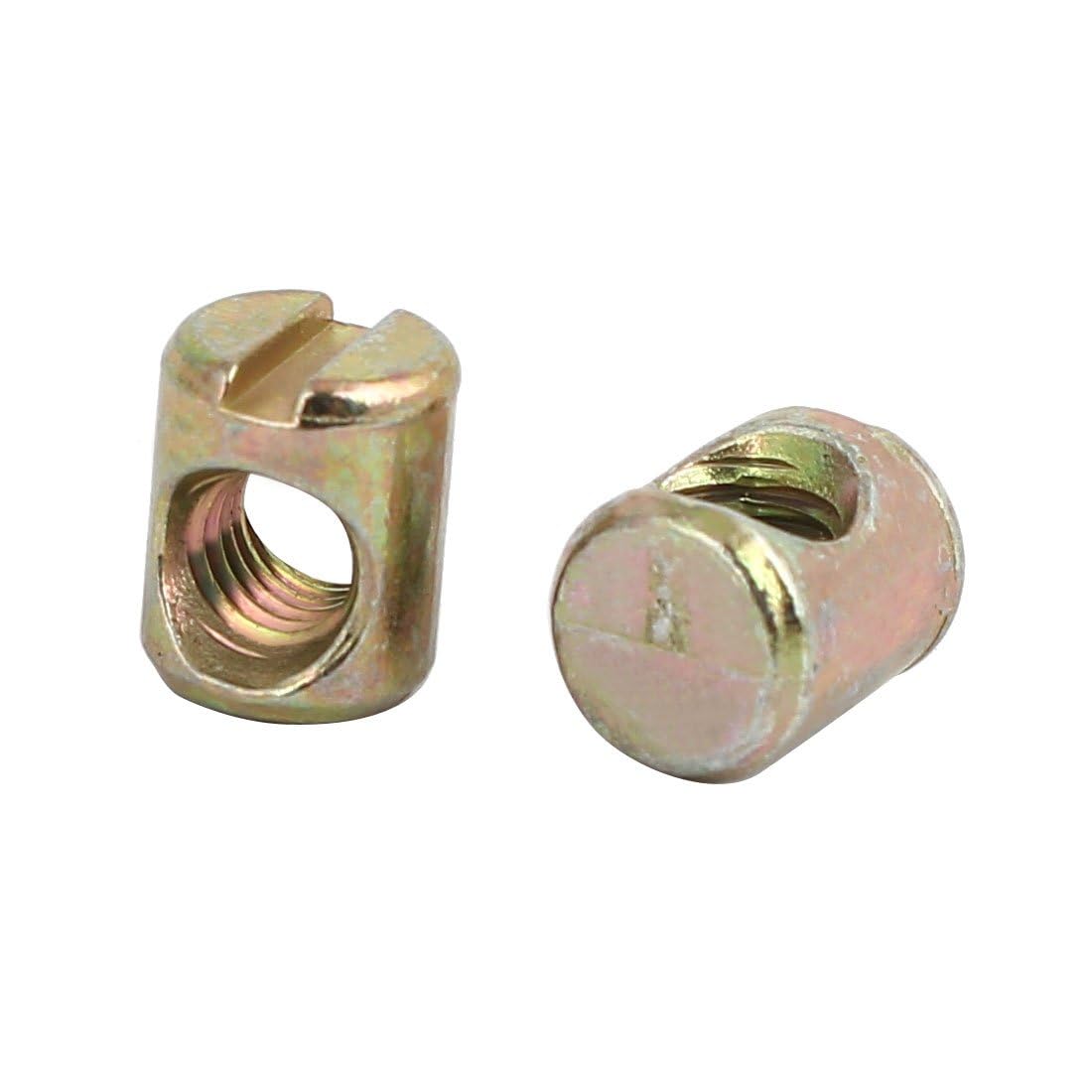 TOP-VIGOR 20Pcs Symmetric Furniture Barrel Nut, M5x10mm Durable Slotted Drive Dowels Bolts Nuts - Image 2