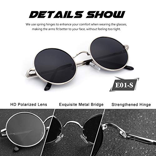 Image of CGID Retro Round Polarized Sunglasses Mens Womens Circle Metal Hippie Shades UV400 Protection E01