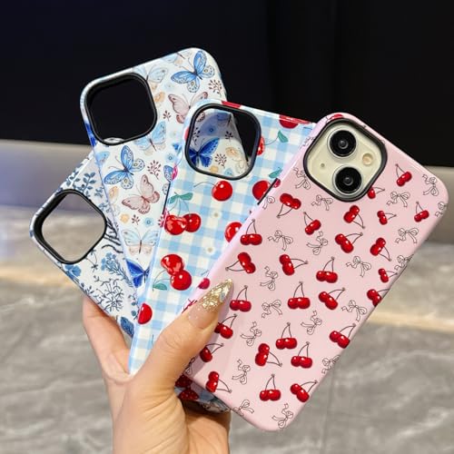 Coque iPhone 15 protection rigide motif fleuri bleu - 5
