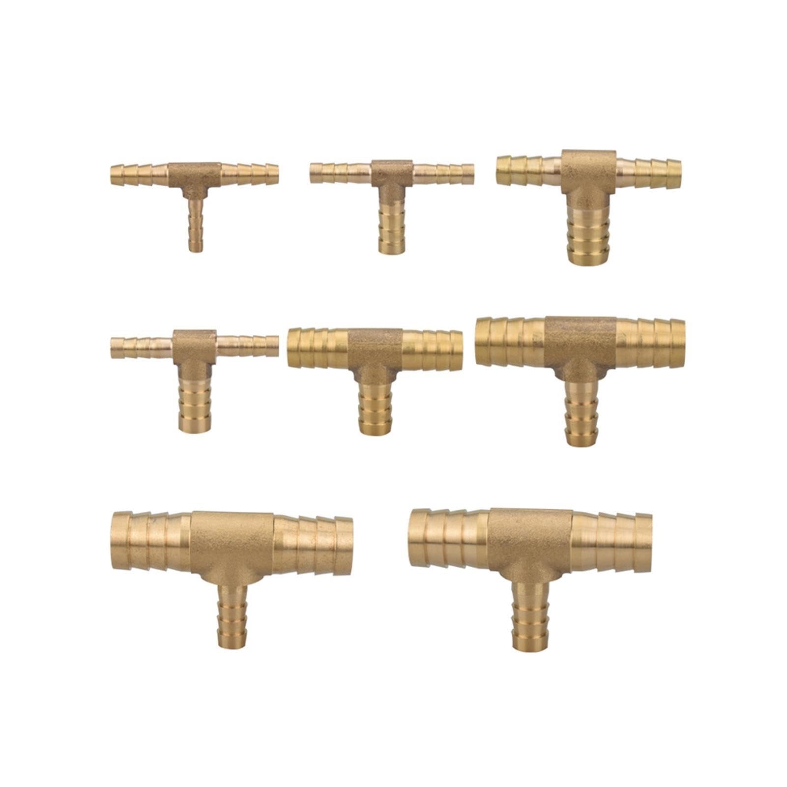 Brass Equal Tee Reusable Hose Connector 4-19mm For Water Air Lines