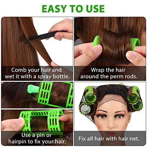 65 Pieces Magnetic Rollers Plastic Rollers Hair Curlers Set 4 Sizes For Long Medium Short Hair, Duck Hair Clips Hairnet Hairdressing Styling Tool #TOP3