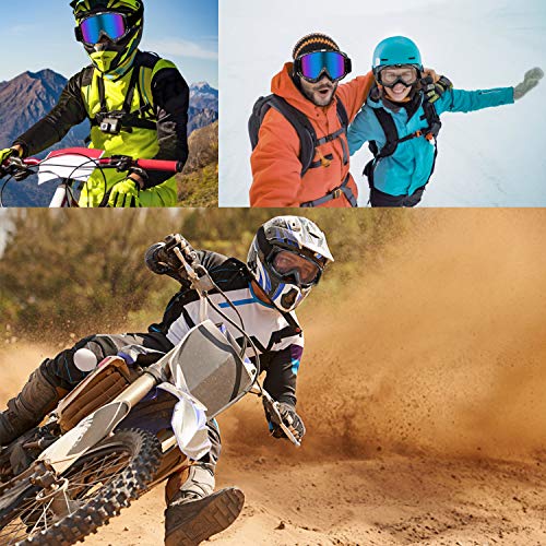 Motorcycle Goggles ATV Dirt Bike Anti Scratch Motocross UV400 Protect Bendable Eyewear Off Road Dust proof Anti Fog Riding Goggles with Adjustable Strap &Color Lens for Adult Youth - Thumbnail 2