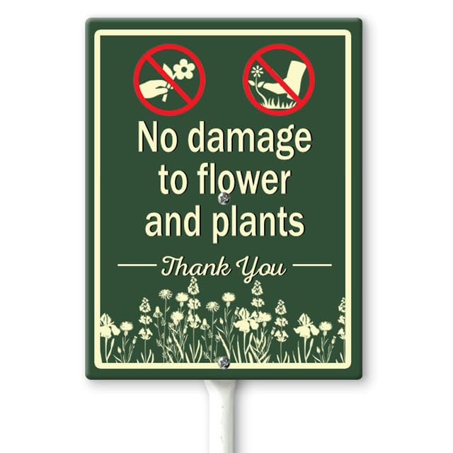 Horienteeon No Damage To Flowers and Plants Yard Sign with Stakes 20×30cm, Sturdy Aluminum Yard Signs Rust Free, Flower Garden Sign, Do Not Pick Up The Flower Signs — image 1
