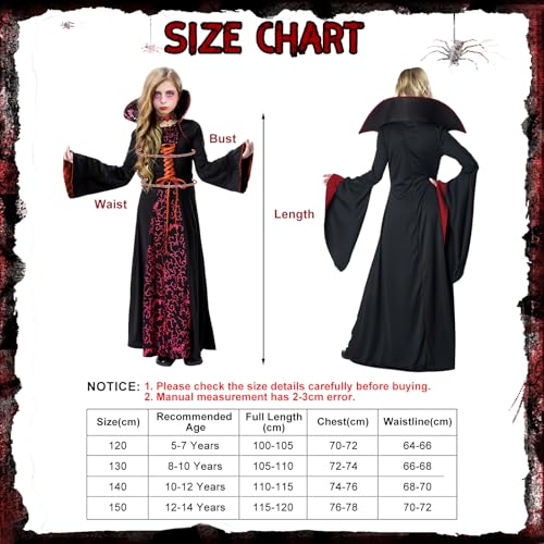 Clundoo Vampire Costume Kids, Vampire Costume Girl, Girls Vampire Dress, Vampire Outfit Kids for Role-Playing - Image 3