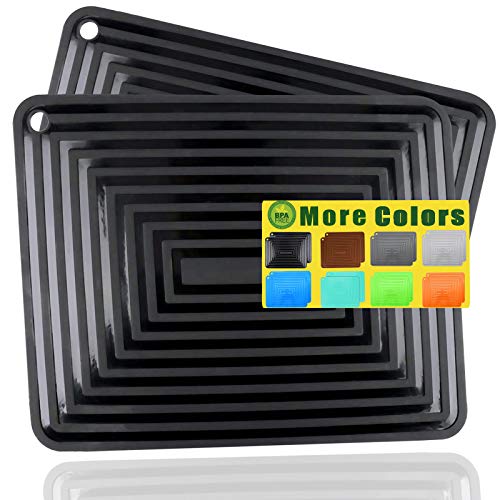 2 Pack Large Silicone Trivet Mats  Hot Pads Heat Resistant Pot Holder9x12 Non Slip Flexible Durable Pot Coaster Kitchen Table Mats Black