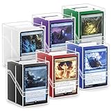 Mlikero 6 cajas transparentes para tarjetas con 600 fundas para tarjetas y separador de tarjetas, formato estándar, perfecto para MTG, tarjetas coleccionables (6 colores)