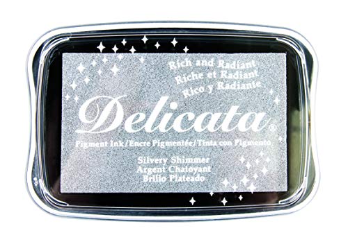 Rayher 29187606 Almohadilla para sellos Delicata tamaño L, plateado metalizado, Secado rápido