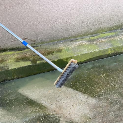Betonbürste | Steife Borstenbesen für Beton - Schwerlast Outdoor Schrubben Werkzeug Außen Moosentferner für Pflastersteine, Moosentfernung, Algen – Bild 3